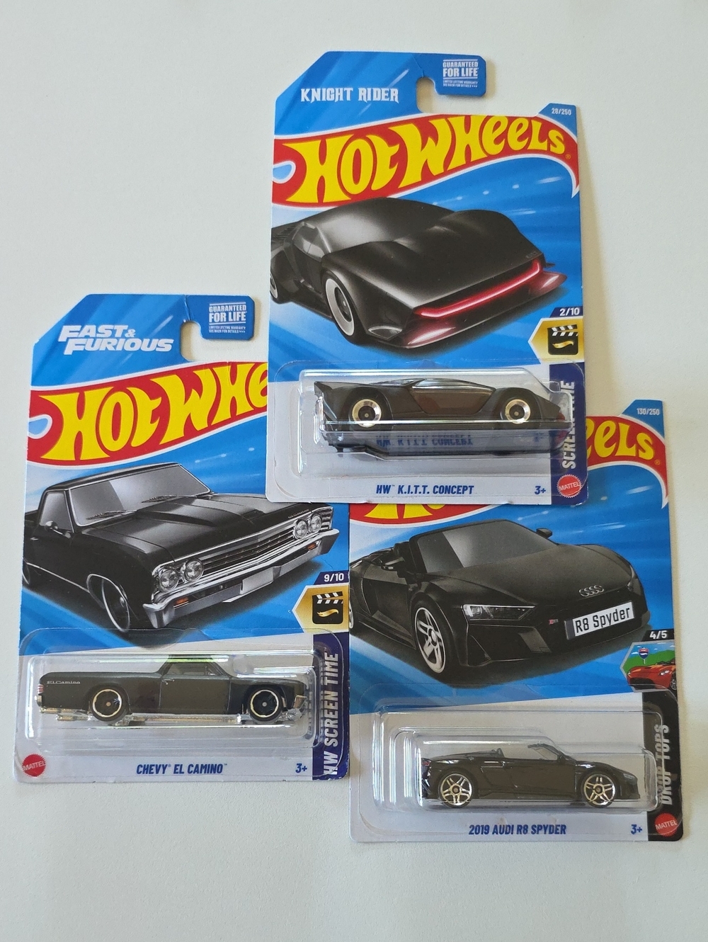 Hot Wheels Black Cars - Knight Rider, Fast & Furious, Audi